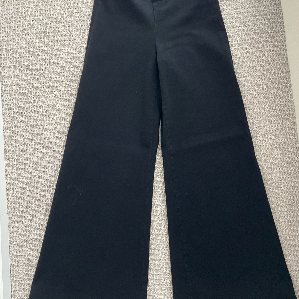 Frame Denim Jet Set Noir Wide-Leg Pants - size one